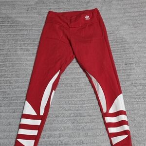 Adidas Kids Bold Red and White Leggings
